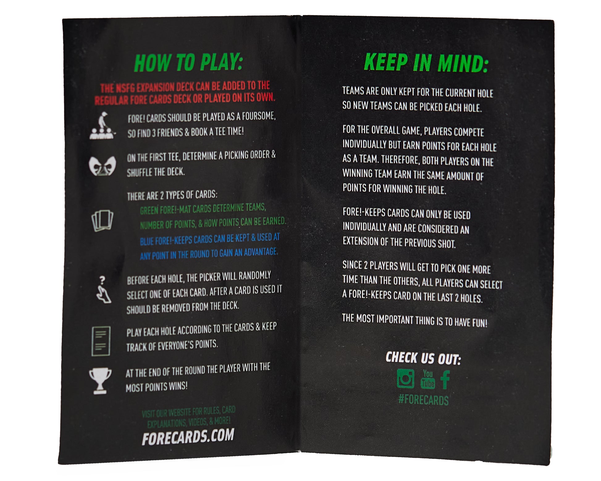 Fore Cards On Course Golf Game Expansion Pack Instructions